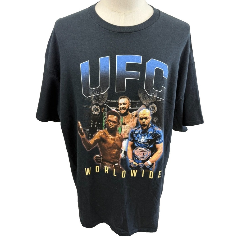 UFC‎ Worldwide Black Graphic Tee Shirt McGregor Adesanya Jones 2024 MMA